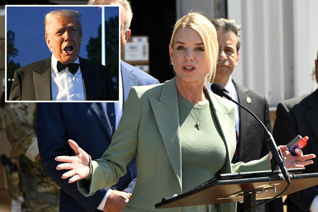 Trump urges Bondi to take legal action against his opponents, including Letitia James and Adam Schiff, in a Truth Social message.