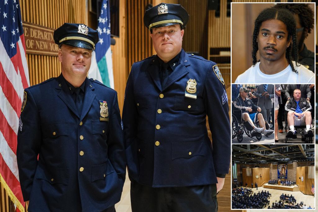 Two NYPD officers hit by the same bullet are promoted to sergeant