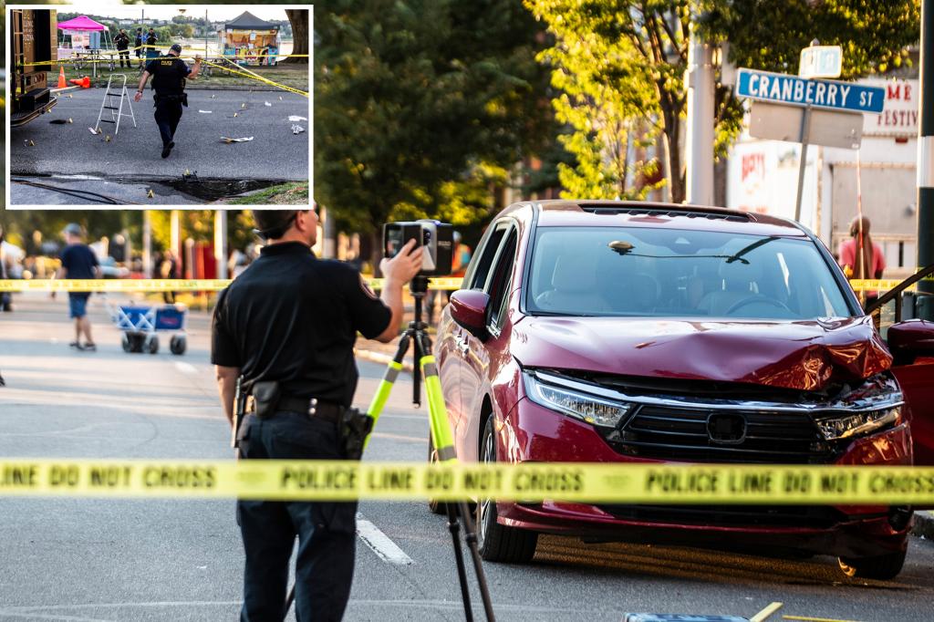 Two adults hurt, one child in serious condition after a woman drives her car into a yearly Labor Day celebration in Pennsylvania.