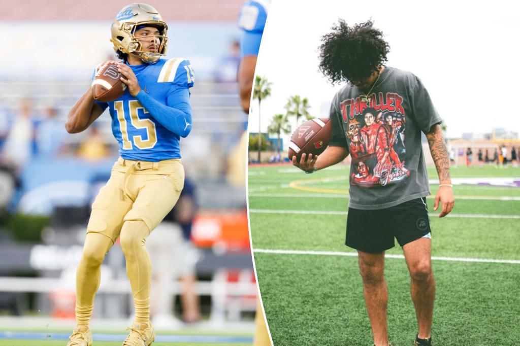 UCLA quarterback Pierce Clarkson taken into custody on suspicion of assault with a deadly weapon.