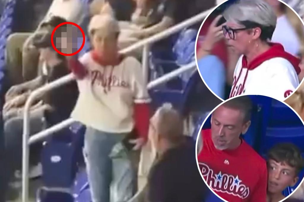 Unapologetic Phillies fan gestures to crowd after grabbing ball from a young boy