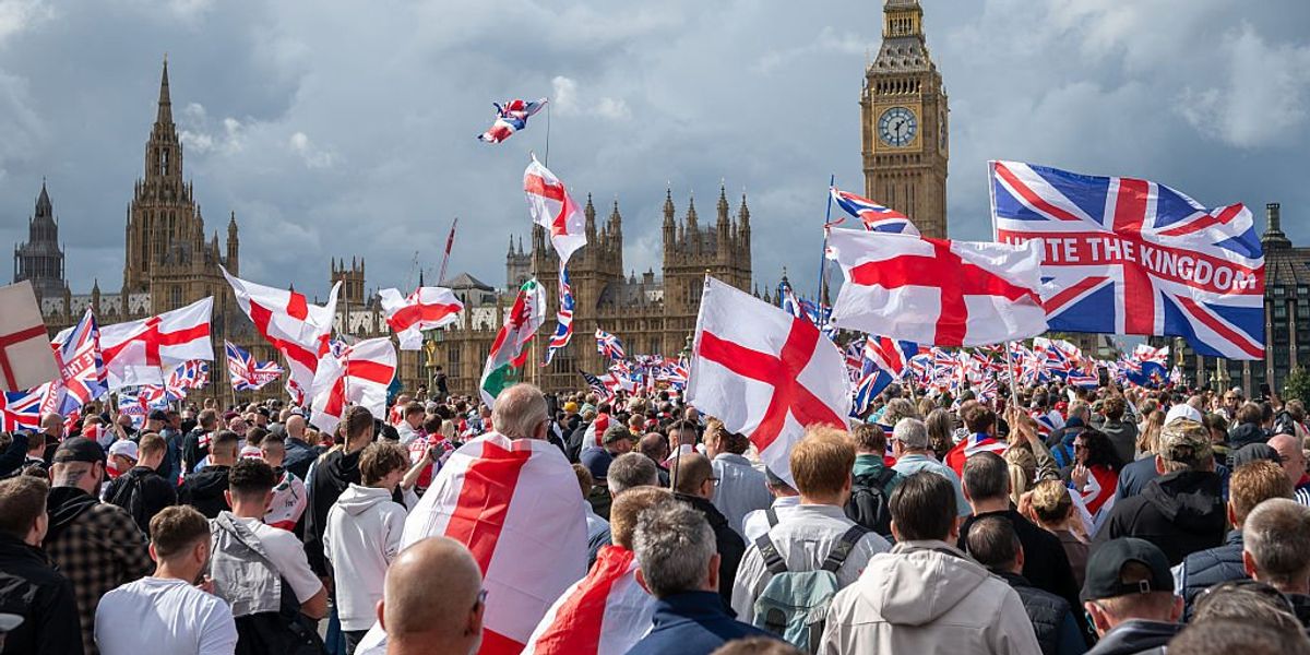 Unite the nation: Tommy Robinson leads a significant march of 100,000 to protect Britain