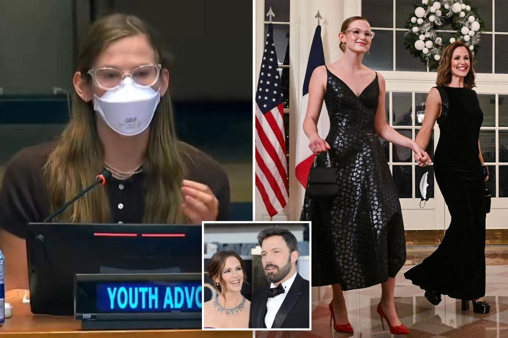 Violet, the daughter of Ben Affleck and Jennifer Garner, supports mask mandates at a UN event in New York City.