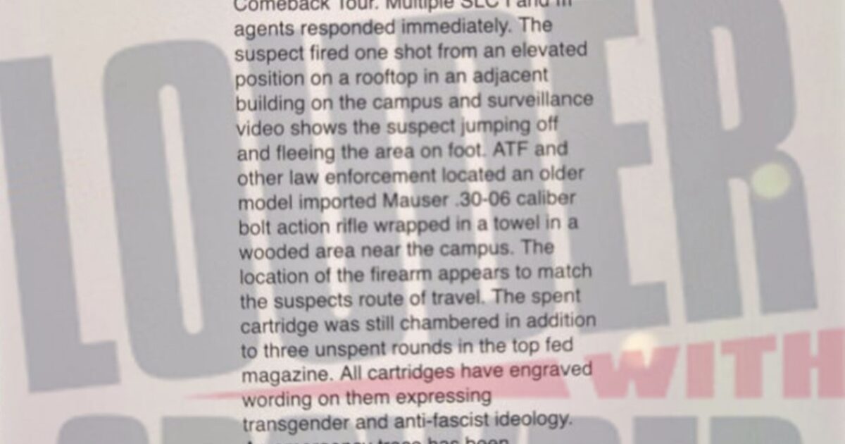 Weapon Used in Assassination Discovered, Cartridges Inscribed with "Transgender and Anti-Fascist Beliefs"