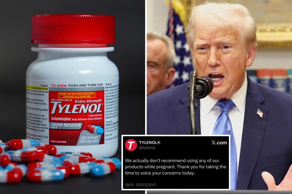 White House shares Tylenol's previous tweet cautioning against use during pregnancy