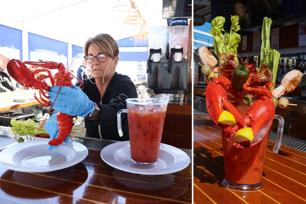 $120 Bloody Mary with a whole lobster served at a Long Island restaurant