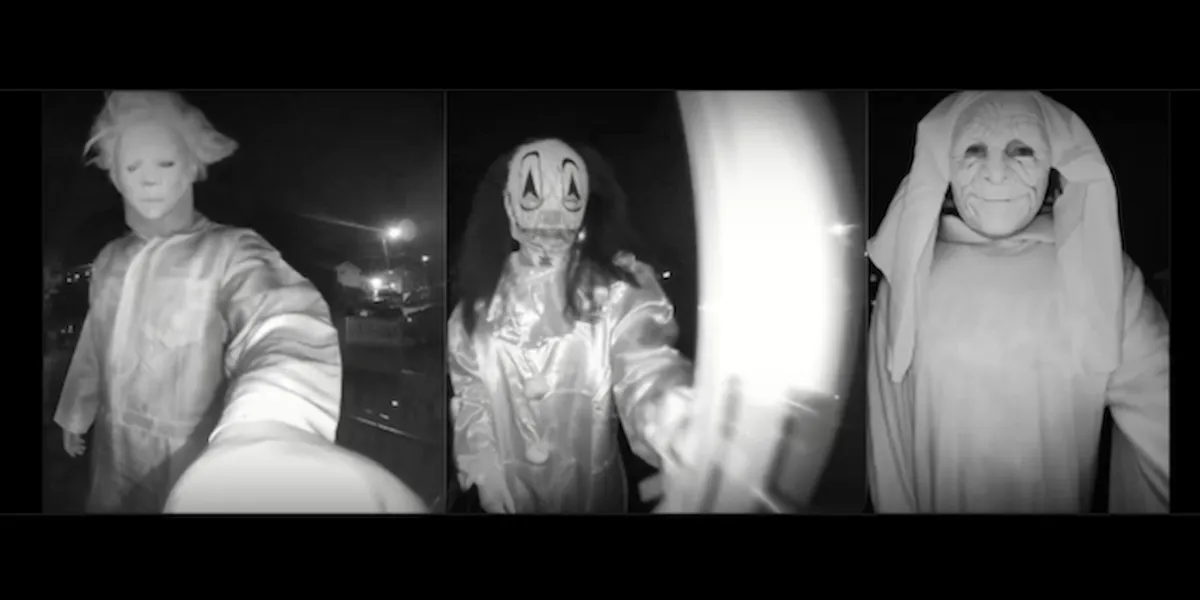 A woman reported that a trio in costumes knocked on their front door late at night and made death threats. Police then got involved.