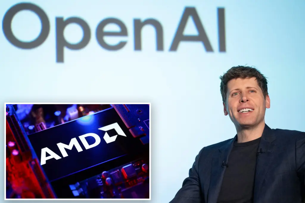 AMD stock jumps 27% due to a chip agreement with OpenAI that may grant Altman's company a 10% ownership.