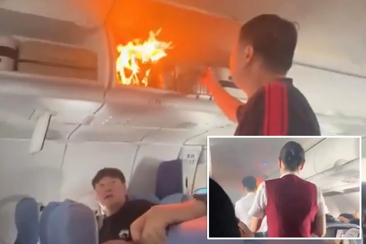 Air China flight makes emergency landing due to mid-air lithium battery fire.