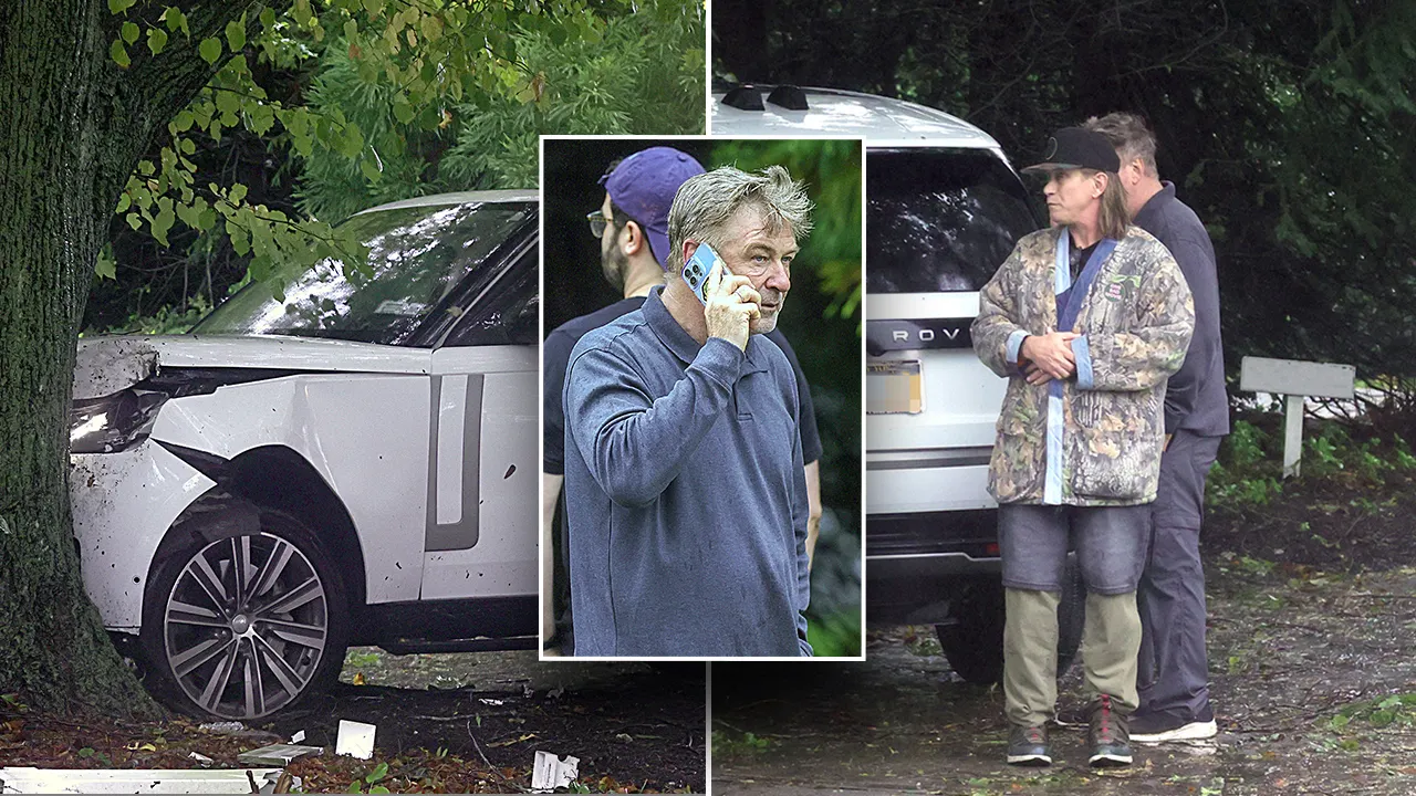 Alec Baldwin seen at car accident in the Hamptons