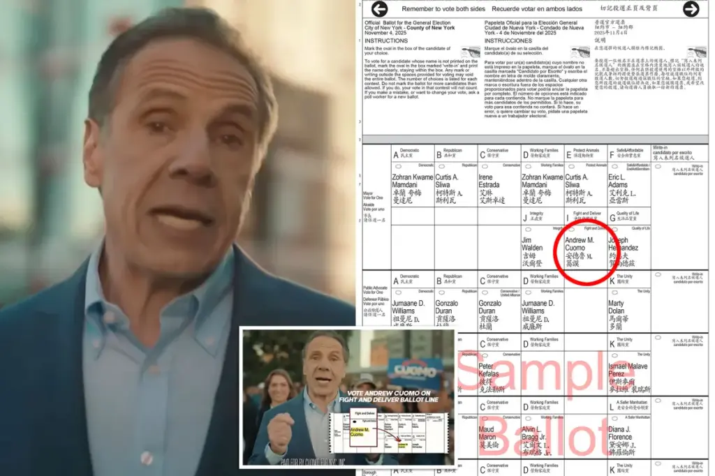 Andrew Cuomo's name is so hard to see on the ballot that his new NYC mayoral campaign video tells voters where to locate it.
