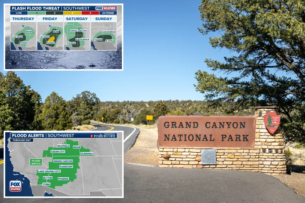 Arizona at risk of flash floods due to increase in tropical moisture in the Southwest