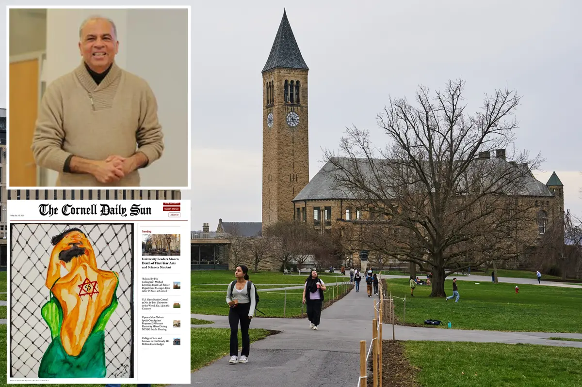 Artwork depicting a bloodstained Star of David alongside a Nazi symbol was published.