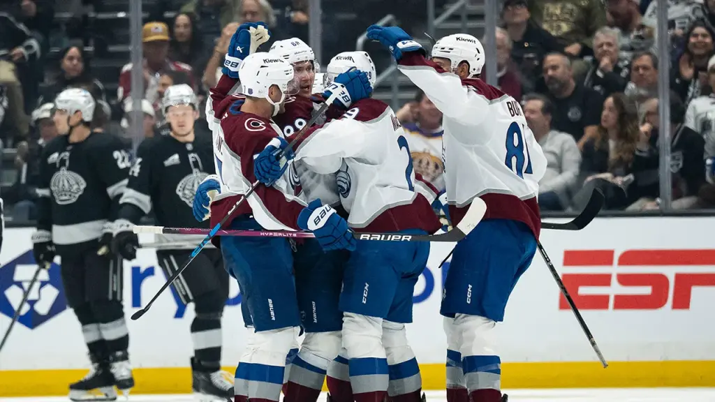 Avalanche and Kings players clash in opening game of NHL season