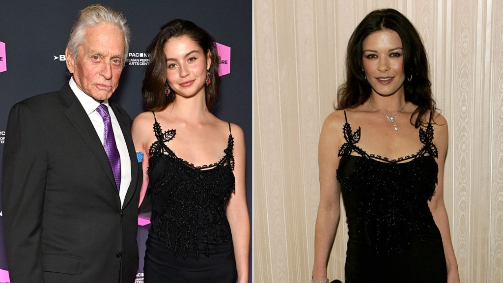 Catherine Zeta-Jones' daughter wears her mother's vintage dress to a gala.