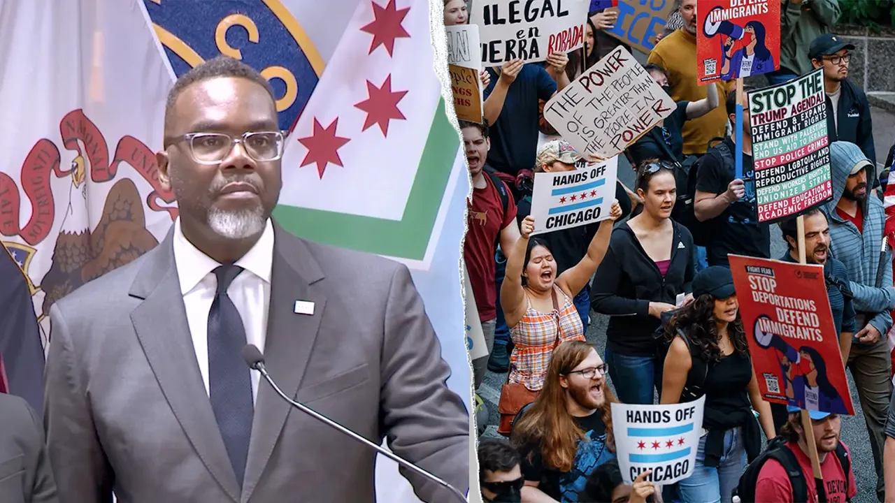 Chicago mayor Brandon Johnson reacts strongly to reporter's use of 'illegal aliens' term