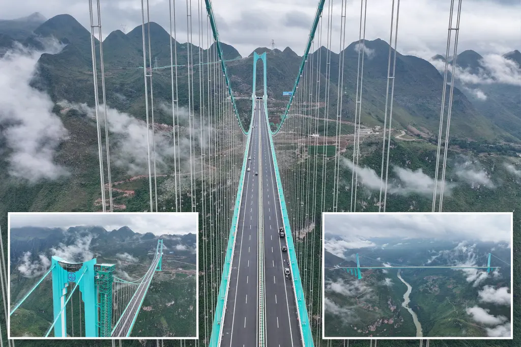 China unveils the highest bridge in the world, the Huajiang Grand Canyon Bridge.