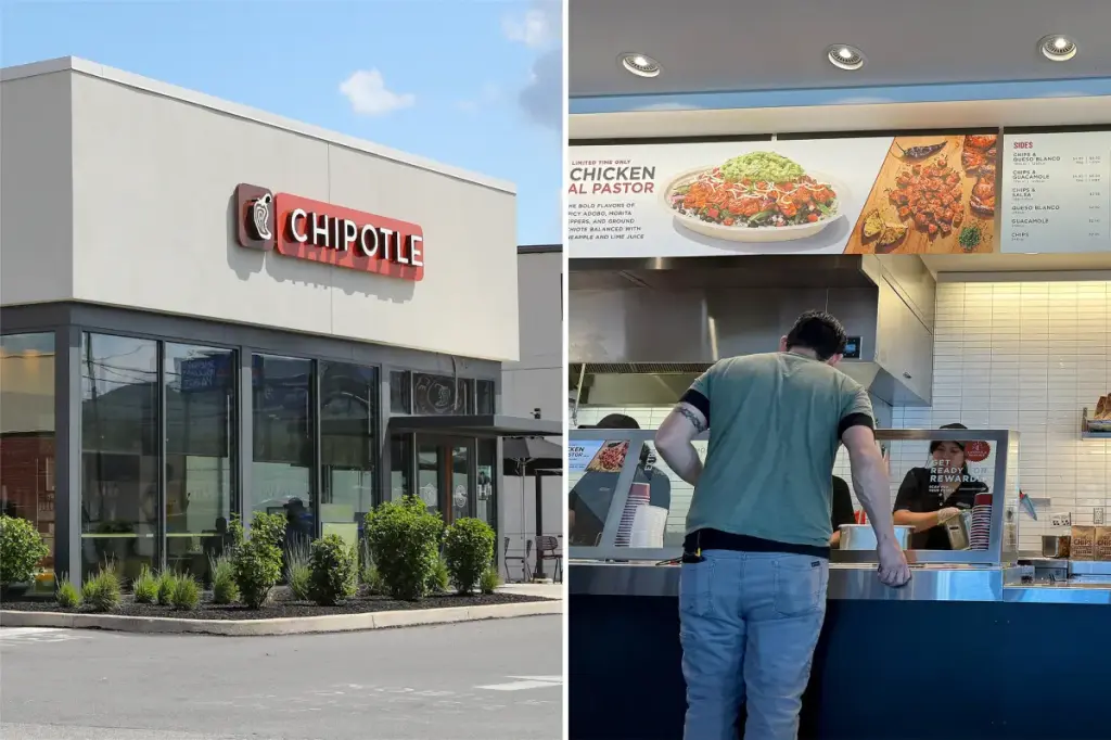Chipotle stock falls 15% as the restaurant lowers its sales outlook and visits decrease.