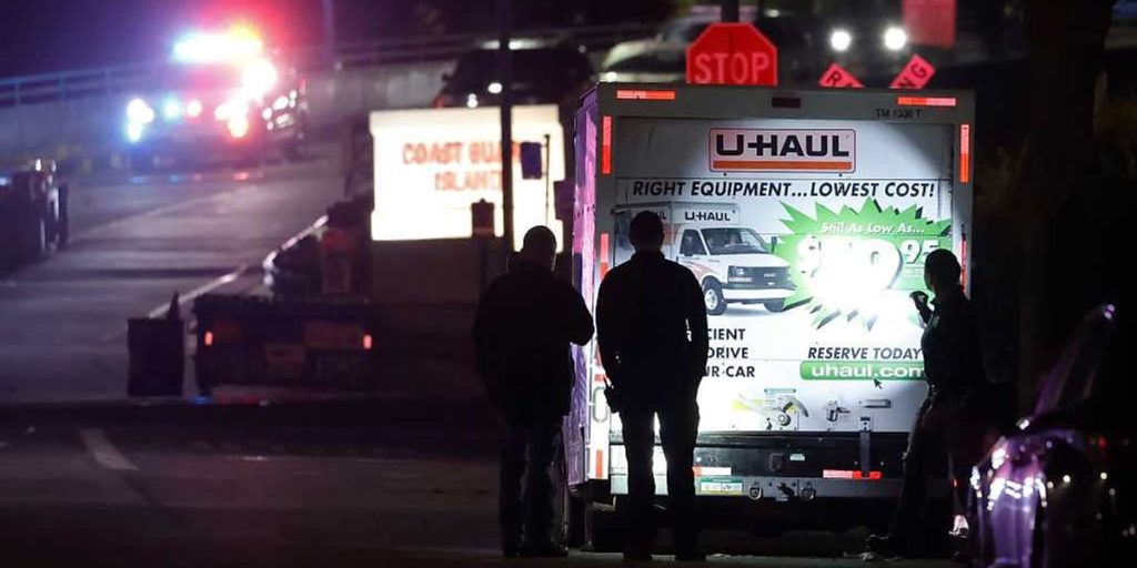 Coast Guardsmen fired warning shots at a truck driver moving towards them during an anti-ICE protest.