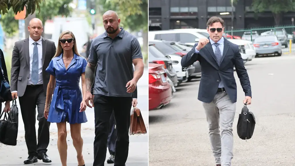 Denise Richards becomes emotional while testifying about claimed abuse by her estranged husband.