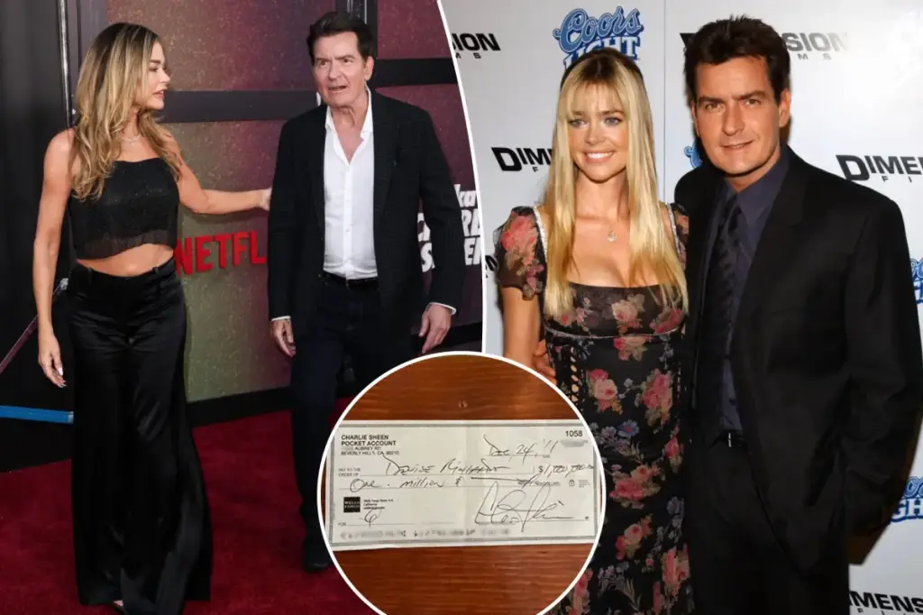 Denise Richards contradicts Charlie Sheen with image of uncashed $1M check