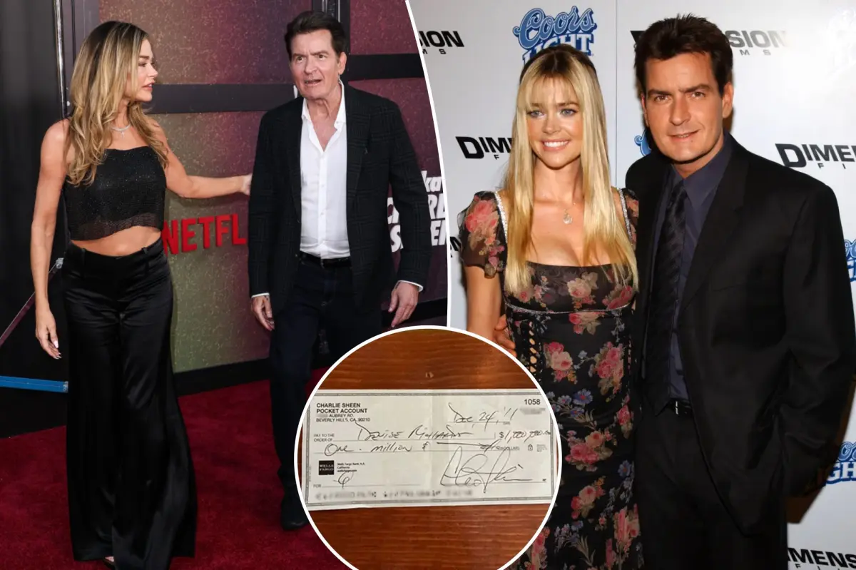 Denise Richards contradicts Charlie Sheen with image of uncashed $1M check