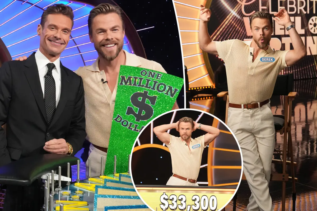 Derek Hough criticizes Ryan Seacrest for comments about his behavior on the 'Celebrity Wheel of Fortune' set