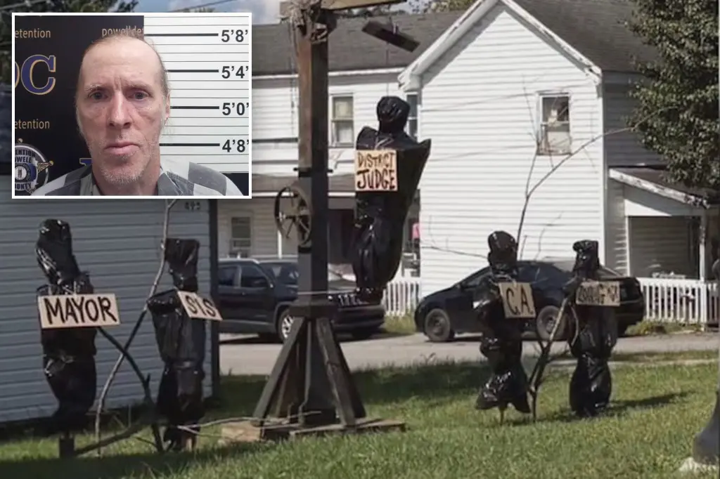 Distorted Halloween decoration features local officials in body bags