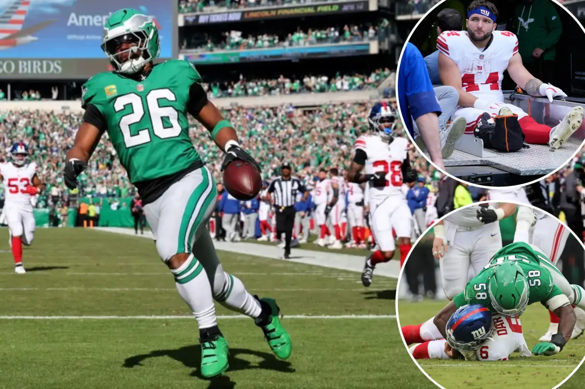 Eagles overpower Giants in rematch following Cam Skattebo's injury