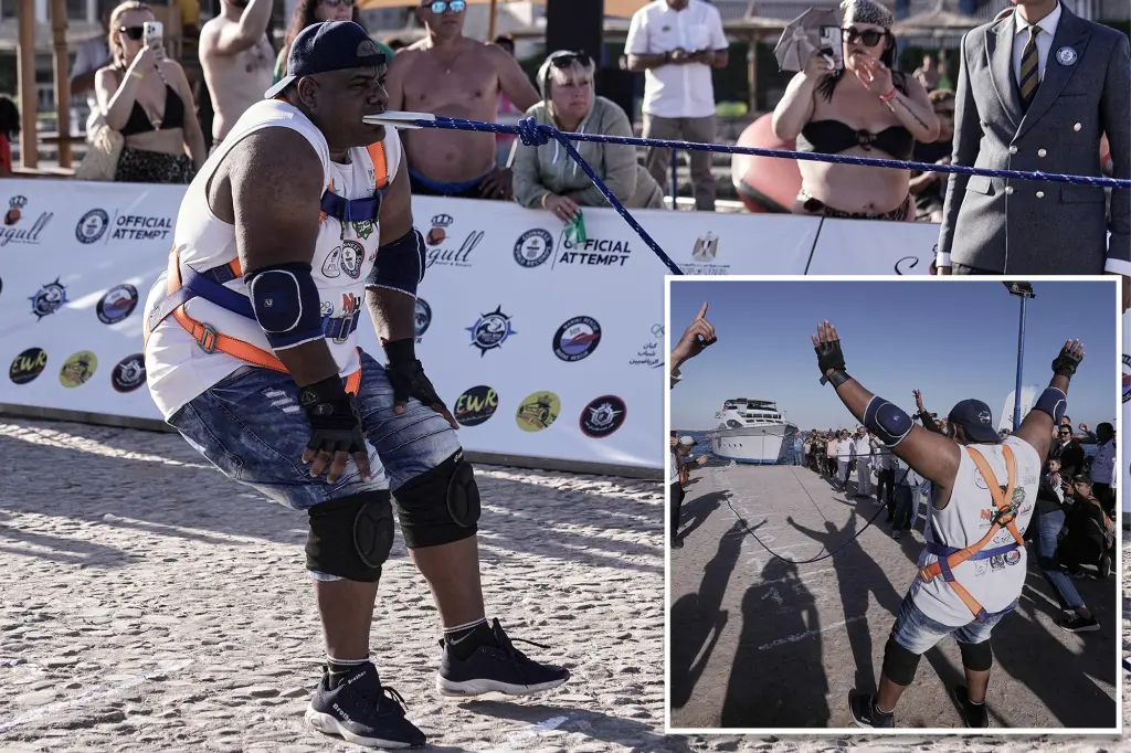 Egyptian wrestler drags 700-ton ship using just his teeth