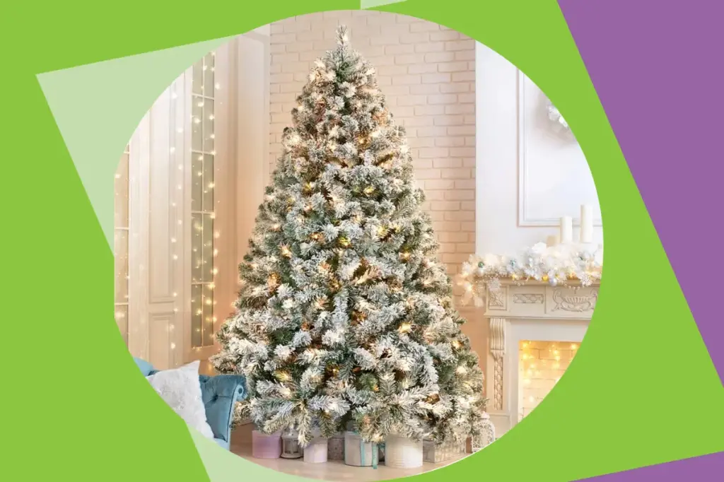 Ericka Pre-lit Flocked Artificial Christmas Tree is discounted by 44%
