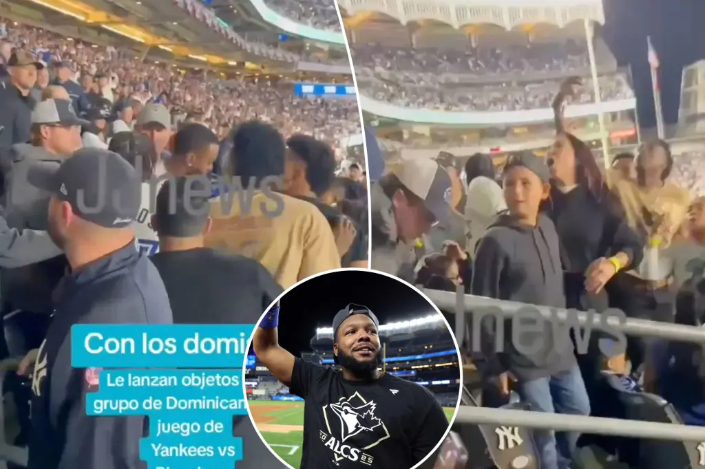 Fan tosses a can at Vladimir Guerrero Jr.'s family during a troubling incident at Yankee Stadium