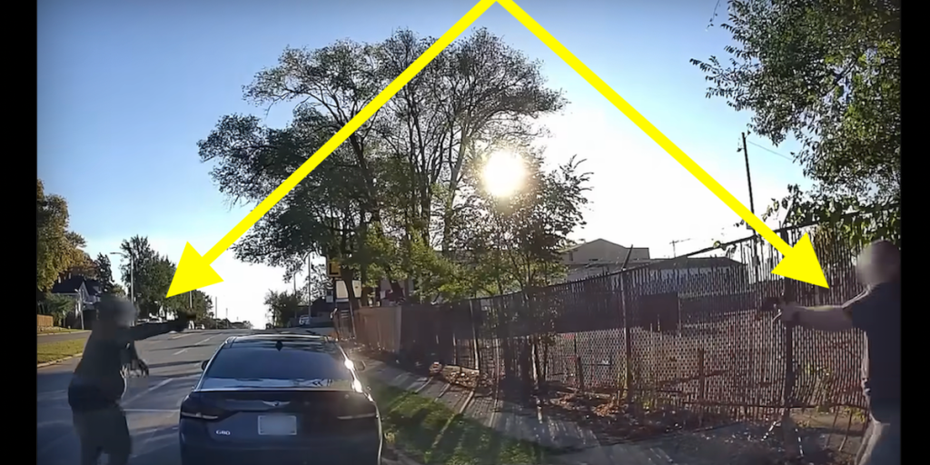 Fatal confrontation between off-duty officer and man who assaulted him with a gun captured on police dashcam footage