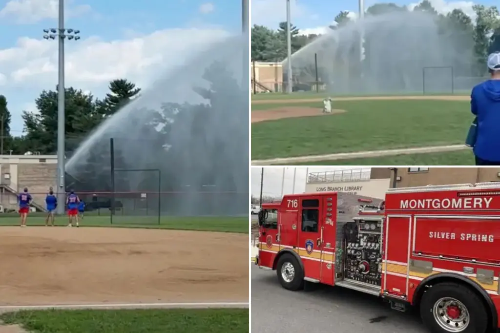 Firefighters in Maryland face charges for using a truck hose to flood a baseball field amid an ongoing dispute.