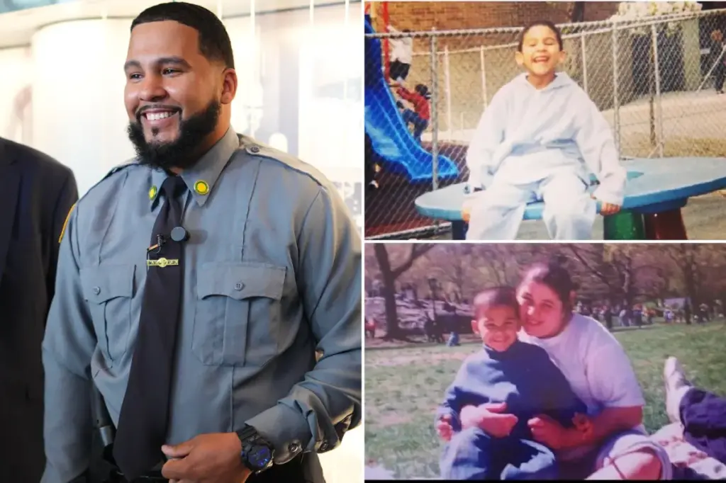 Former kidnapping victim and new police recruit reconnects with the officers who rescued him at a NYPD event