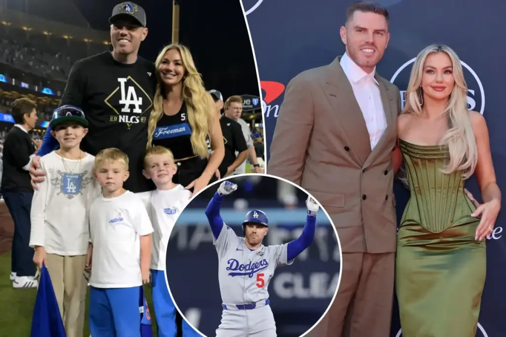 Freddie Freeman's wife responds to the Dodgers' victory in Game 2 of the World Series.