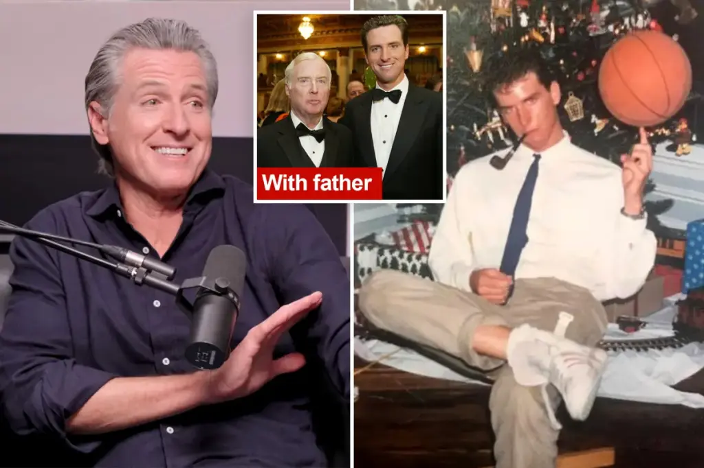 Gavin Newsom's account of 'hustling' to cover expenses raises questions, considering his family's connections to a wealthy heir.