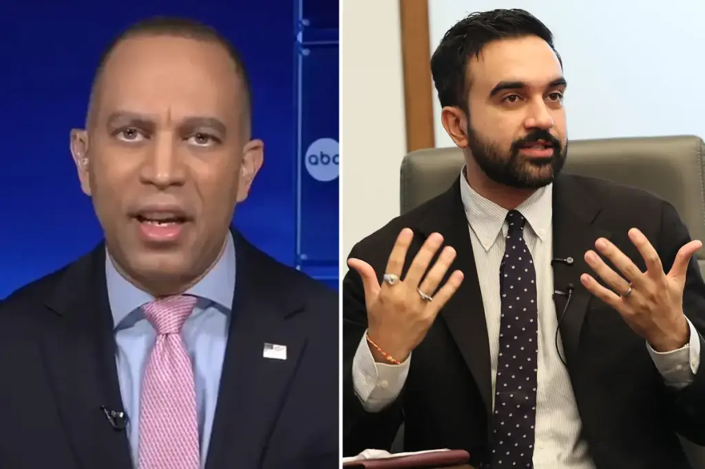 Hakeem Jeffries experiences an uncomfortable silence when asked why he hasn't supported Zohran Mamdani in the New York City mayoral election.