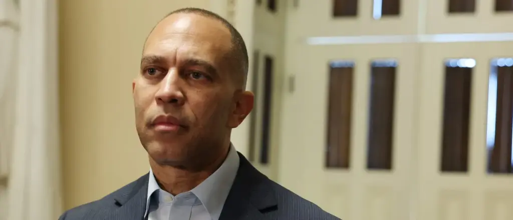 Hakeem Jeffries is uneasy when questioned about withholding his paycheck during the shutdown.