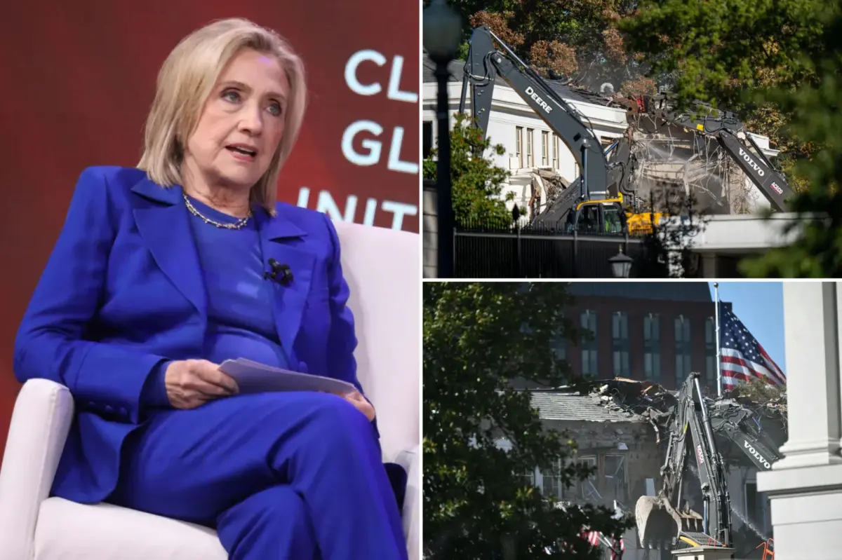 Hillary Clinton criticizes Trump for building a ballroom in the White House.