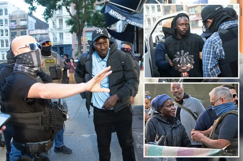 ICE agents conduct arrests on Canal Street in Chinatown, NYC, to tackle illegal vendors.