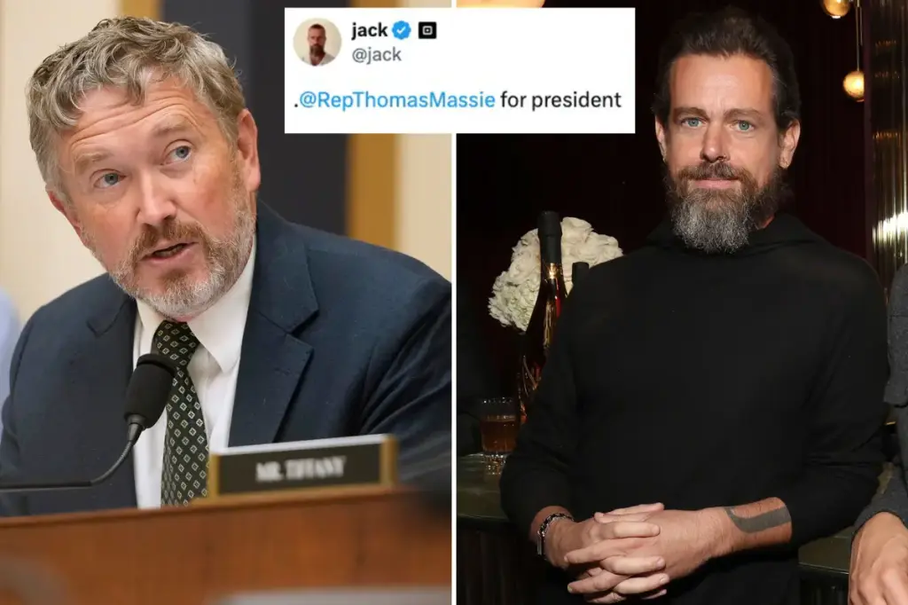 Jack Dorsey supports GOP Representative Thomas Massie for president in a post on X