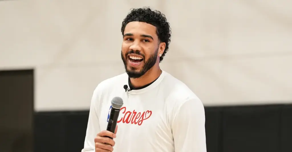 Jayson Tatum discusses his community efforts and rehabilitation experience in his first interview after the Celtics' season opener.