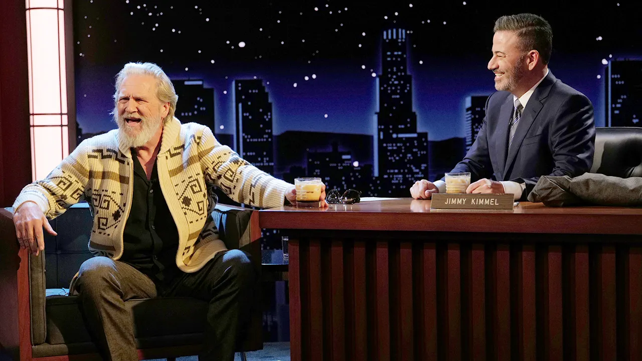 Jeff Bridges reprises his role as 'The Dude' to speak out against ICE raids on Kimmel's show