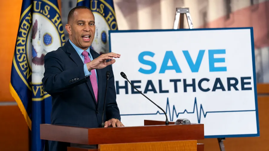 Jeffries states that no Democrat is working to provide health care for undocumented migrants.
