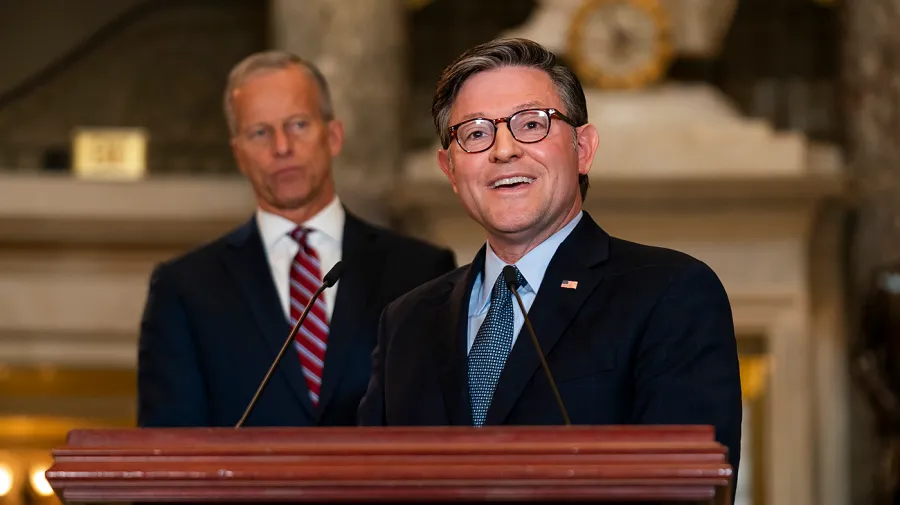 Johnson dares Democrats to challenge Trump’s move to pay military