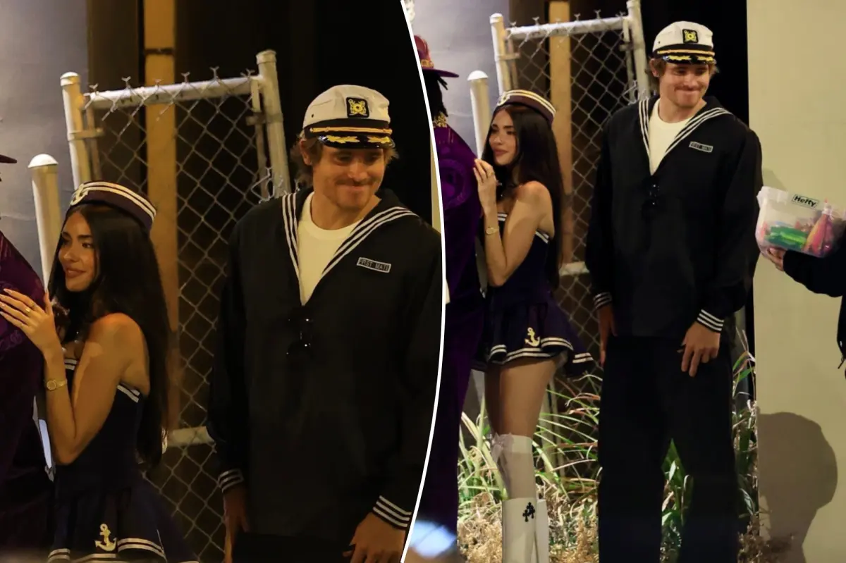 Justin Herbert and Madison Beer dress as sailors for Halloween date night