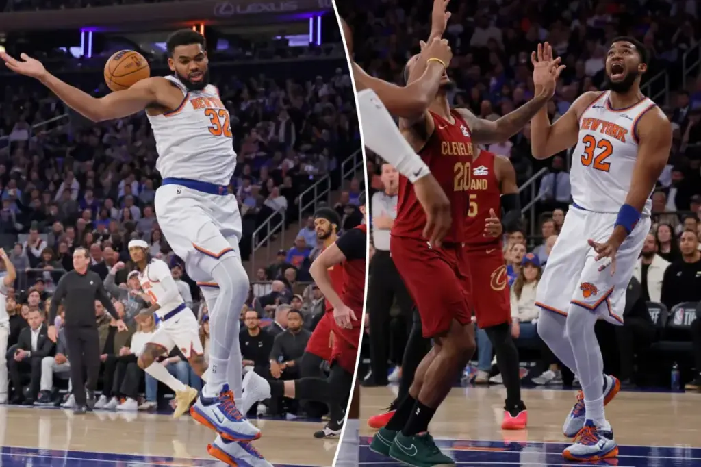 Karl-Anthony Towns of the Knicks manages to play despite a grade 2 quad strain