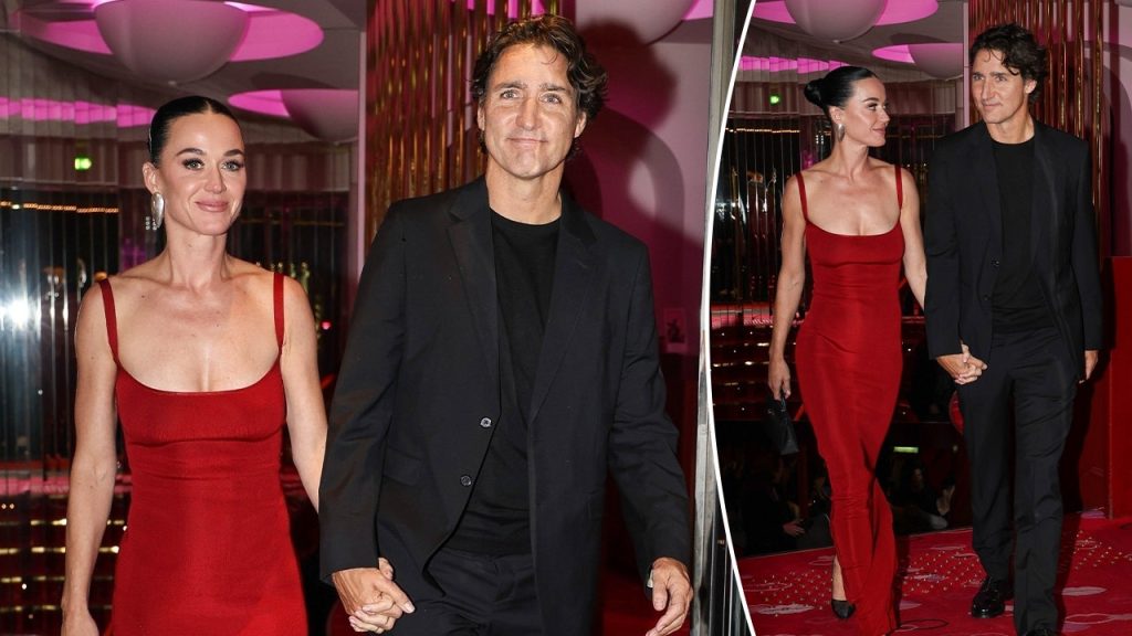 Katy Perry and Justin Trudeau make their first public appearance together, holding hands.