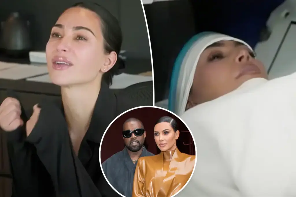 Kim Kardashian attributes her brain aneurysm diagnosis to Kanye West.